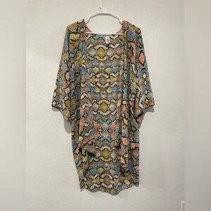 Lovely J Colorful Snake Print Kimono Size Medium